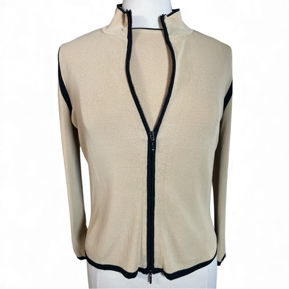 Vintage Tehama Two-Piece Knit Set Beige/Black Size Small/Medium